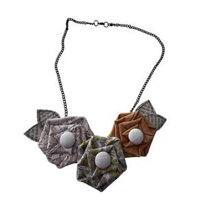 Inglenook Floral Fabric Dimensional Statement Necklace